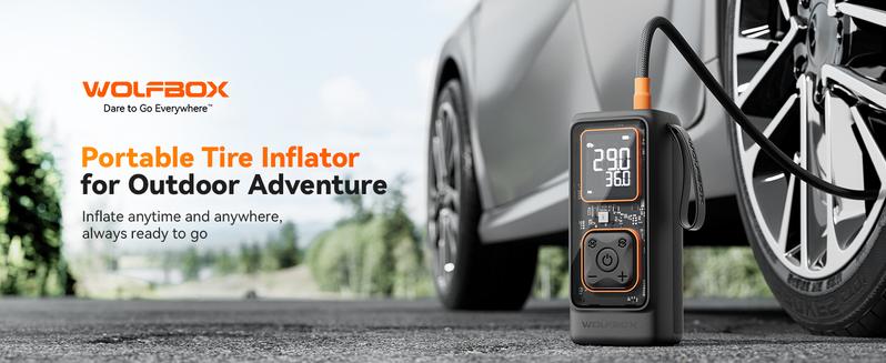 WOLFBOX MegaFlow 24 Tire Inflator 12000mAh Portable Air Compressor with 58LPM Air Flow & 150PSI Pressure Gauge for Car Tires  TikTokShopHolidayHaul