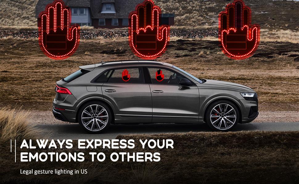 DIBMS Car Gesture Decorative Light, Ambient Lighting Kit, Rechargeable Led Gesture Light, Road Rage Led Signs Calms Road Rage, Decoration led lights car, Road Rage Calming Accessory Kit.(1 PCS)