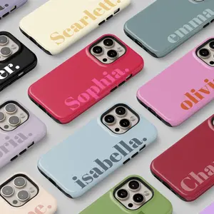 Personalized Custom Name iPhone Case, Pick Your Colors Phone Cover, Aesthetic Bold Typography, Minimalist Gift For Her, iPhone 16 15 14 13 12 Pro Max, SamSung S23 S24 Ultra