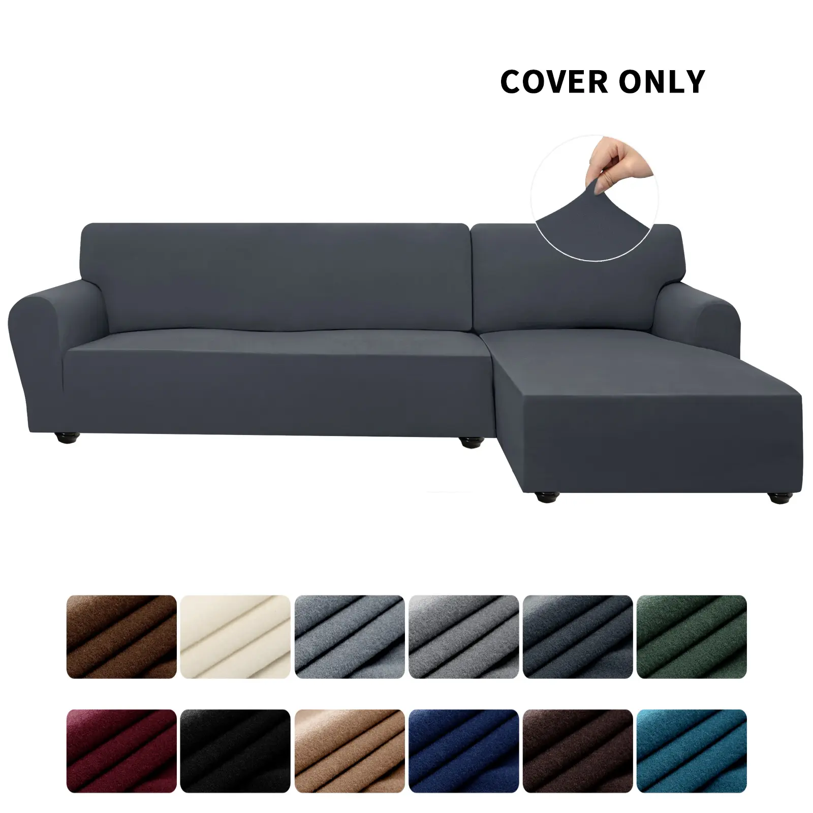 PureFit Stretch L-Shaped Sectional Couch Cover Set - 2-Piece Spandex Non-Slip Option, Soft for Kids & Pets, Machine Washable Living Room Couch Cover for Sofa, Sofa Cover Set,back to school,dorm essentials,home decor,home essentials