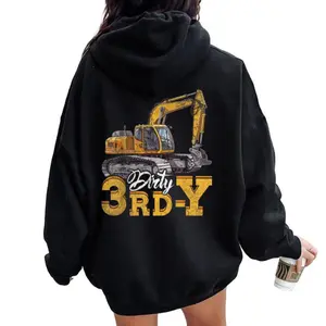 Dirty 3rd-Y Excavator Hoodie – Heavy Equipment Graphic with Construction Digger, Bold Blue Collar Design Showing Hard Work, Grit and Pride of Equipment Operators and Construction Life
