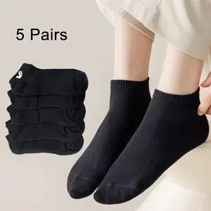 no-show socks,Breathable fabric socks, Pack of 5, breathable, sweat-absorbing, comfortable, and stay-on short socks, design suits daily casual wear，80% cotton