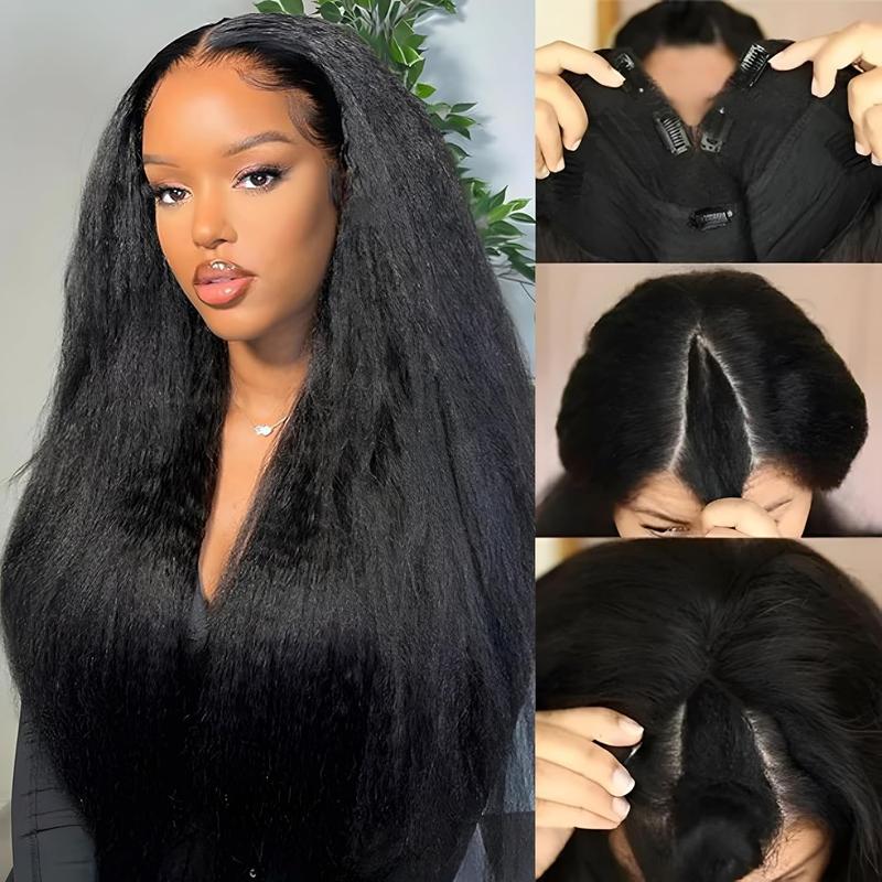 Mamushow 250% Density V Part Human Hair Body Wave Wigs with Drawstring for Black Women V Part Yaki Loose Body Wave Wig Brazilian Virgin Human Hair Wig Natural Color