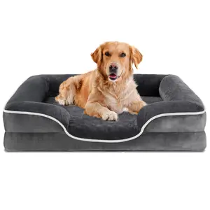 Orthopedic Dog Bed, Memory Foam Pet Bed for Medium Dogs with Washable Removable Cover Non-Slip Base Waterproof Liner Egg Crate Foam for Improved Sleep