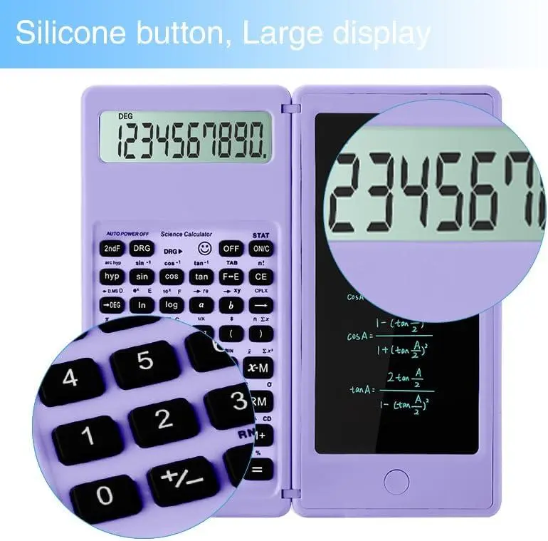 10-Digit Scientific Calculator with Large Screen, Notepad, Button Power, High Readability & Portable Size - School Office Stationery for Students' Math Calculations