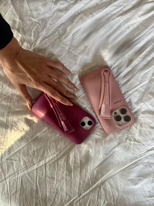 (Full box with lip) Rhode Original Phone Case for iPhone 17/ 17 Air/ 17 Pro/17 Pro Max 16 15 14 13 12Cover Portable Lip Gloss Hailey Rhode Silicone Phone Stand Girls Gift Bag