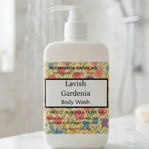 Creation Essentials Lavish Gardenia Body Wash 8oz Rose Powder Sweet Almond Olive Oil Nourishing Soothing Vitamins Aroma Daily Cleanser Body Care Pack Fragrance