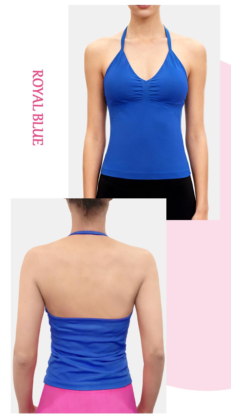 SUNVADUN B377 Sportswear Top Lace-Up Sleeveless Yoga Vest V-Neck Stretch Vest Crop Top for Women Fitness Vest Open Back Athletic Minimalistic Activewear Gym Apparel with Removable Cup Moisture Wicking Quick-Drying High Elasticity