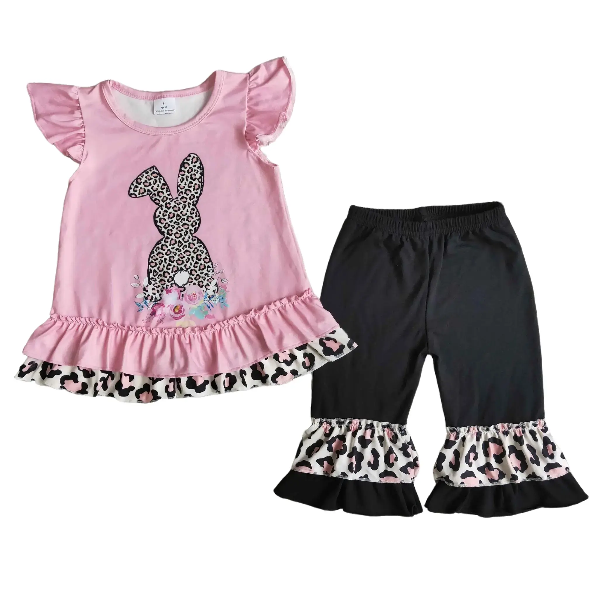 Cocokids Girls Bunny Easter Outfit Pink Leopard  Spring Clothes for Egg Hunts & Sunday Best