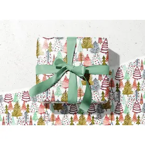 Colorful Christmas Trees Wrapping Paper - 3 Sheet Roll