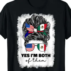 100%cotton Half Mexican And American Mexico America Usa Flag Girl Woman T-Shirt