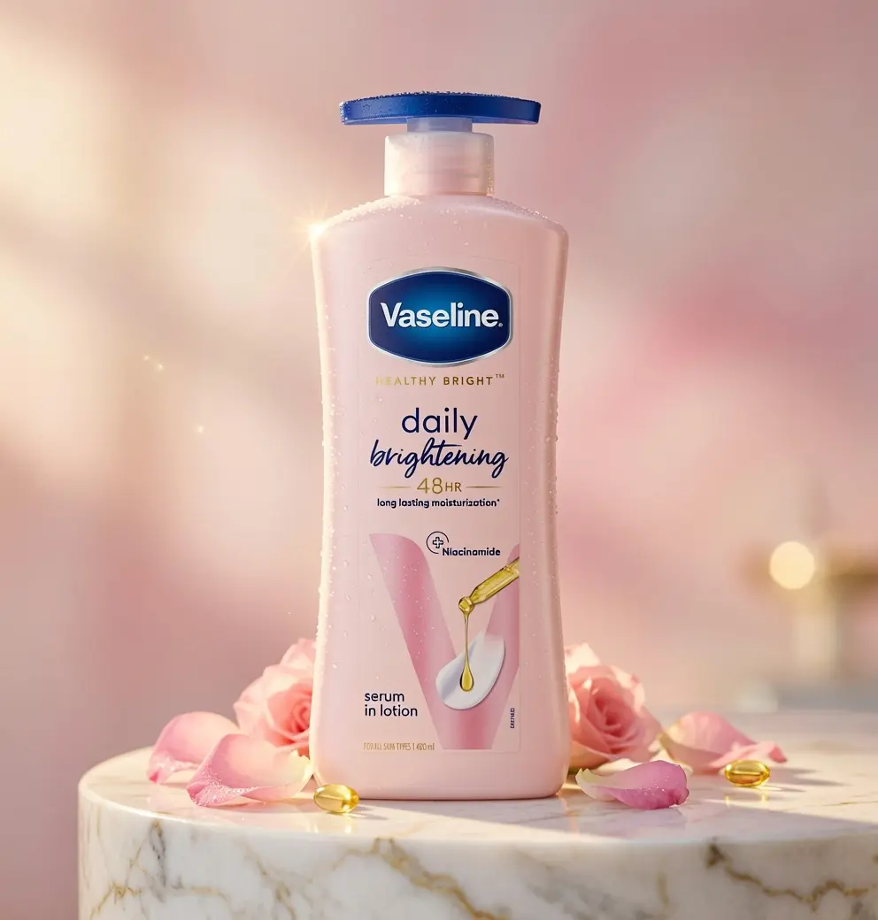 Vaseline Daily Brightening Lotion with Niacinamide Serum, Long-lasting Hydrating Body Moisturizer for All Skin Types, 400ml, Moisturizing, Adults