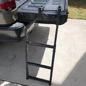 Nilight Foldable Truck Tailgate Ladder for Pickup with Aluminum Step Grip Plates, Replaceable Rubber Ladder Feet & Stainless Steel Self Drilling Hex Screws for Easy Installation Universal Car Accessories Universal Automotive Accessories
