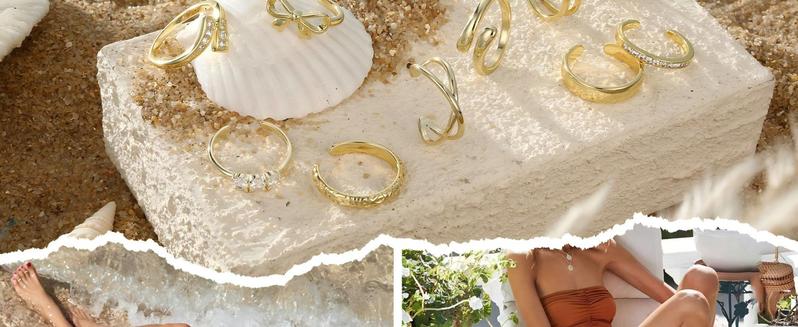 ORAZIO Gold Toe Rings for Women 14K Gold Filled Adjustable Open Band Set Include CZ Hug Rings Summer Beach Foot Jewelry