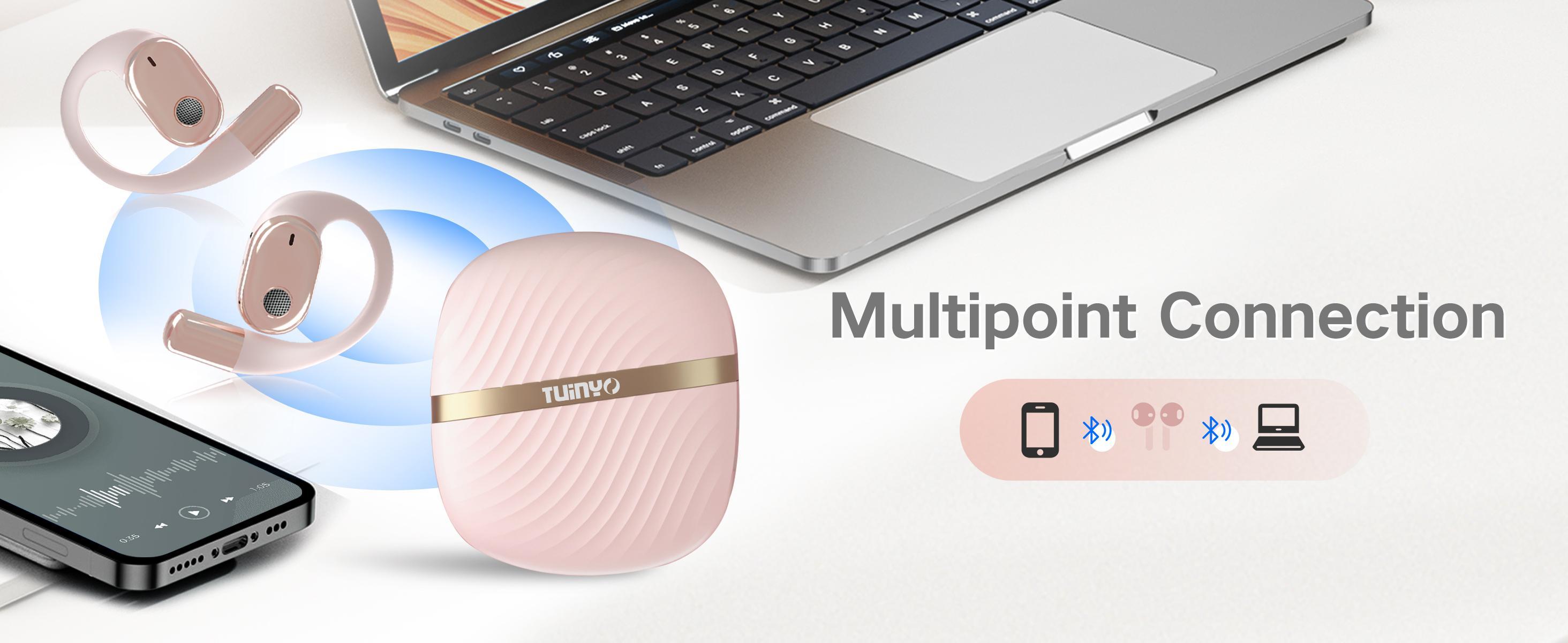 ZIHNIC Headphones,True Wireless Open Ear Earbuds Bluetooth 5.4, IPX5 Waterproof,35Hrs Playtime,On Ear Headphones Immersive Premium Sound Long Distance Connection Headset with Charging Case,Light-Weight Headphones Built-in Microphone