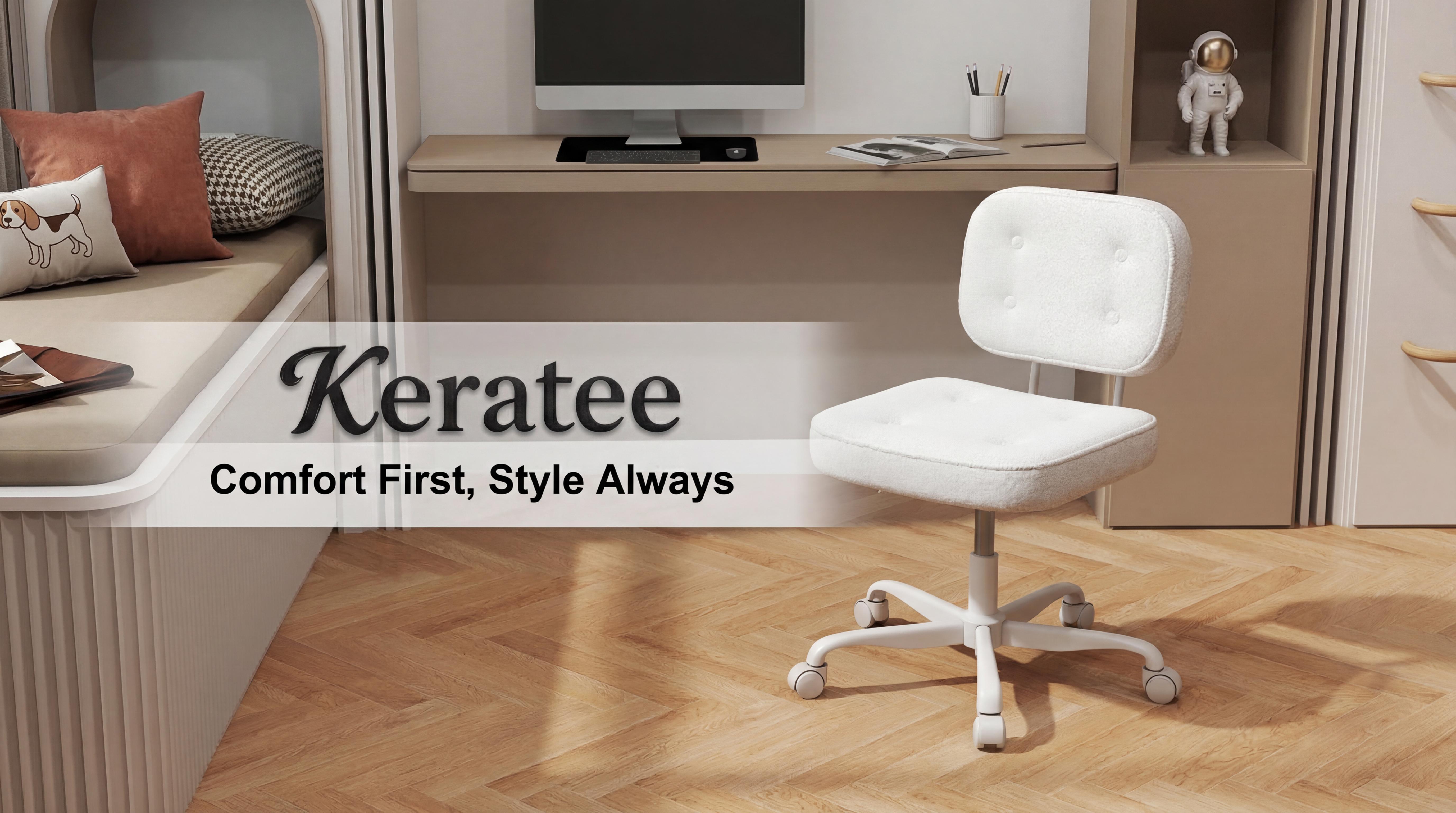 Compact Comfort Teddy Swivel  in White Plush Fabric Adjustable Casters for Vanity Use Compact Design Ideal for Home Offices love chair