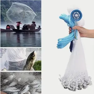 6/8/10/12/16FT Fishing Cast Net Bait Easy Throw Hand Cast Strong Nylon Mesh NEW