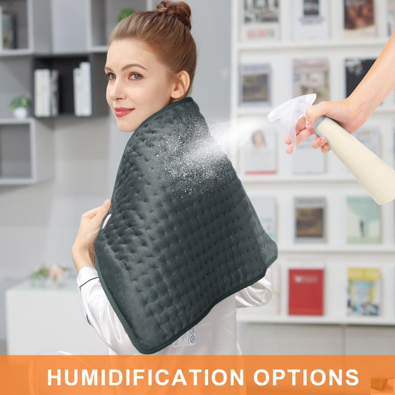 Dark Gray Heating pad, size 40in×20in, 33in×17in, 24in×12in, 6 temperature levels and 4 time settings, portable, back, neck, shoulders and legs heating, machine washable, perfect holiday gift for men, women, parents, Christmas gift