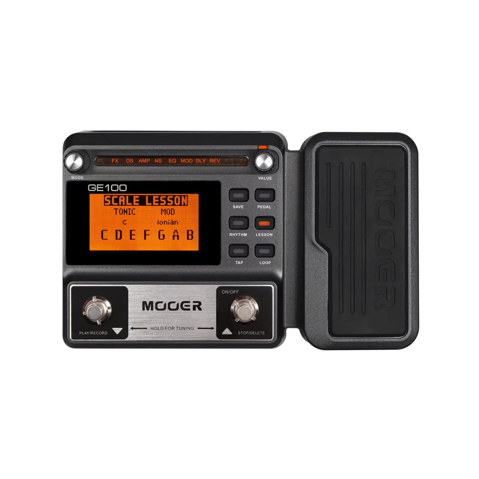 MOOER GE100 Multi-Effects Pedal for Guitar & Bass Accessories, 80 Presets, 66 Effects, Loop, 40 Drum Rhythm, Distortion, Expression Volume Wah, Tap Tempo, Headphone Out, LED Screen, Auto Tuner for Tuning, 12 Months, 14Cm X 23Cm X 6Cm