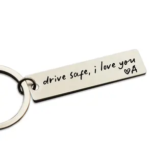 Key Chain Drive Safe I Love You Initial Personalized Gift for Boyfriend Stainless Steel Keychain New Drive Valentine's Gift Box