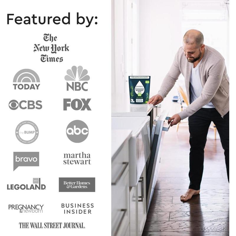 Puracy Natural-Based Dishwasher Detergent Cleaner Tablets, Suitable for Your Home (Free & Clear, 50 Count)