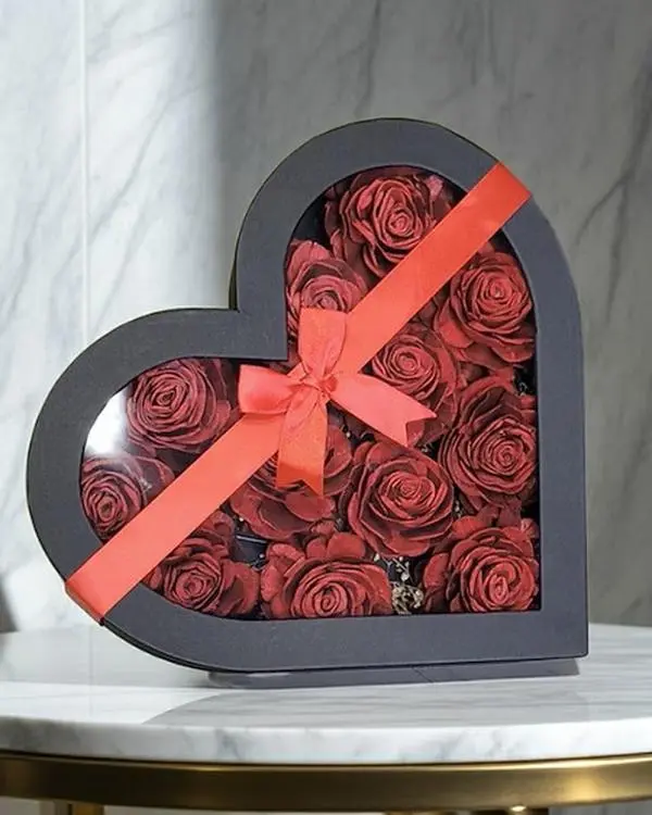 Luxury Wooden Rose Heart Box