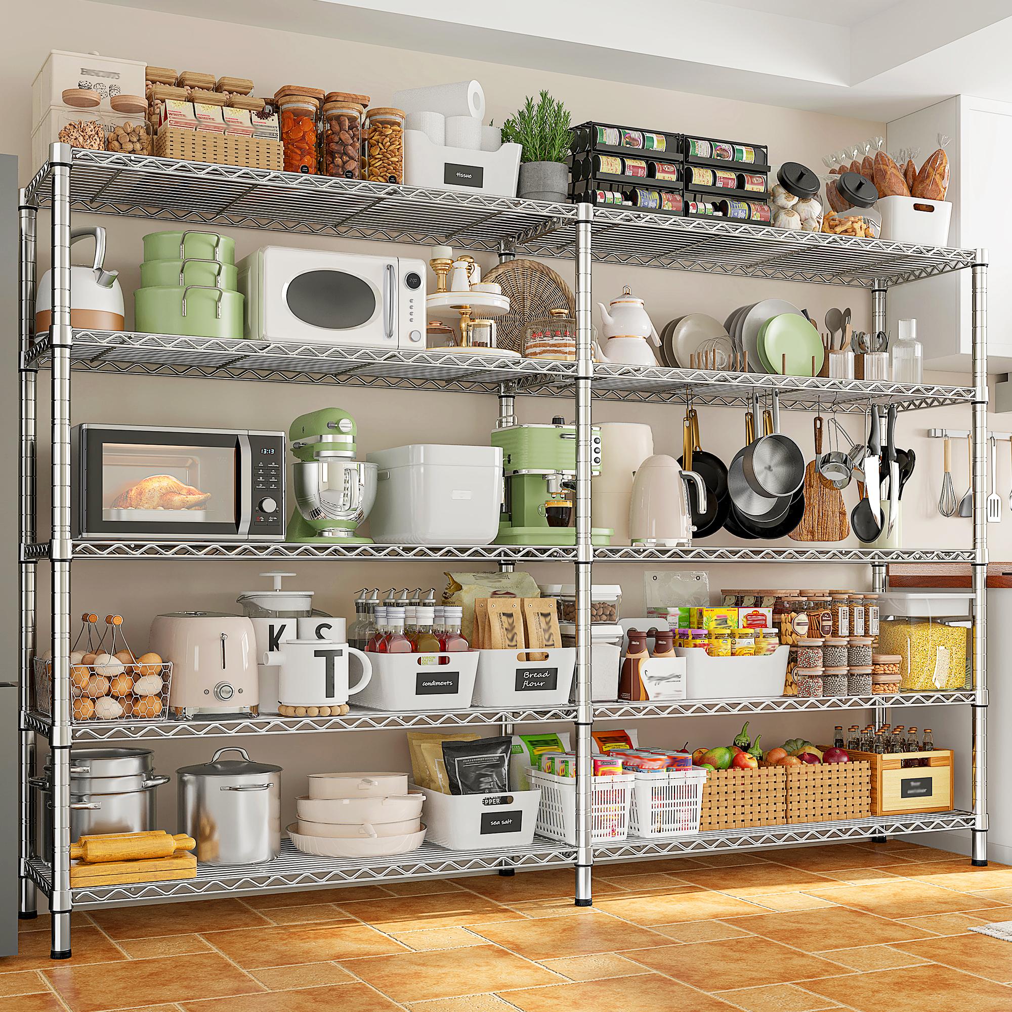 Raybee Furniture 5-Tier Wire Shelving - Heavy Duty Metal Shelves for Loads up to 1200LBS, Adjustable Garage & Pantry Storage