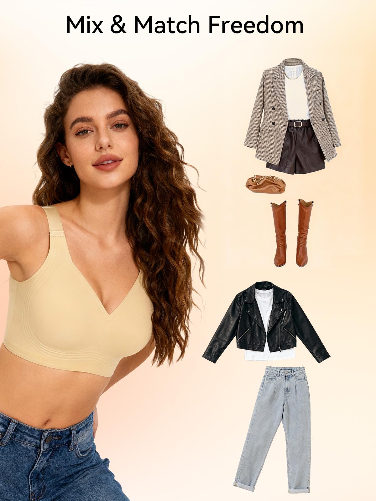 rosyclo Women's Wireless Bra No-Wire Jelly Strip Support & Lift, Plus Size Seamless Daily Bra, Back Smoothing Invisible Underwear M-4XL rosyclo Women's Wireless Bra No-Wire Jelly Strip Support & Lift, Plus Size Seamless Daily Bra, Back Smoothing Invisible Underwear M-4XL