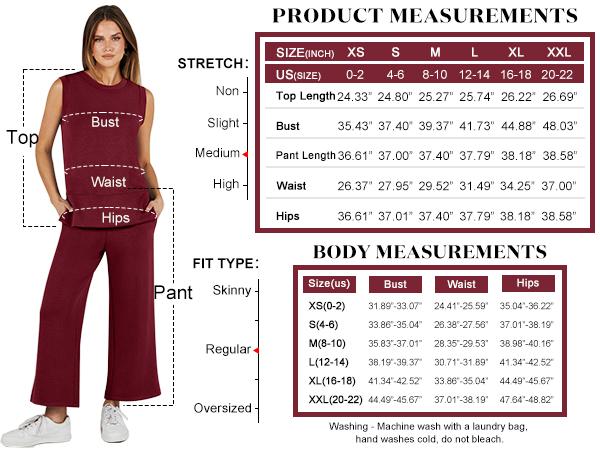 ANRABESS Women's 2 Piece Pants Sets Summer Travel Airplane Outfits Sleeveless Wide Leg Casual Lounge Crewneck Matching Sweat Set Women plus size Sweatsuits