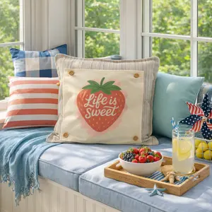 PANEL ONLY: SQUARE Spring, Summer, Garden Lover, Plants, Flowers; Life is Sweet STRAWBERRY ICE CREAM