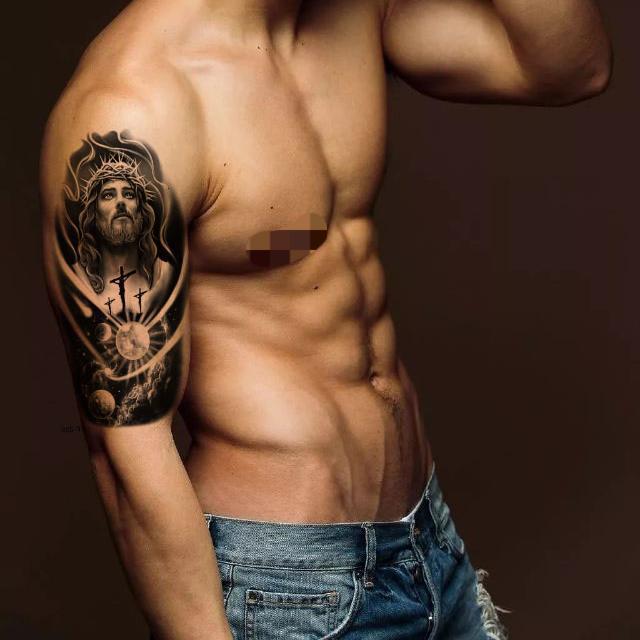 76 Sheets Large Black Temporary Tattoo Stickers - Tribal Wolves, Tigers, Lions, Snakes, Skulls, 12 Fake Tattoo Stickers for Men & Women Arm Designs