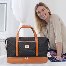 Solid Color Large Capacity Travel Bag, Lightweight Portable Foldable Travel Bag, Multifunctional Dry & Wet Separation Travel Bag, Yoga Fitness Bag, Travel Essentials Bag