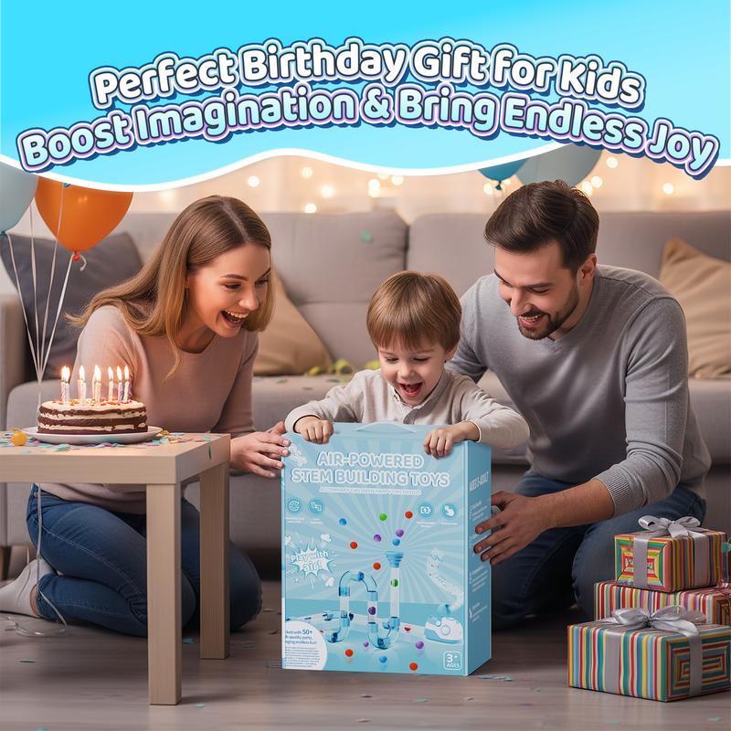 Air-Powered STEM Building Toys - Rechargeable & Play While Charging Kids Toys STEM Toys for 3+ Year Old, Birthday for Kids