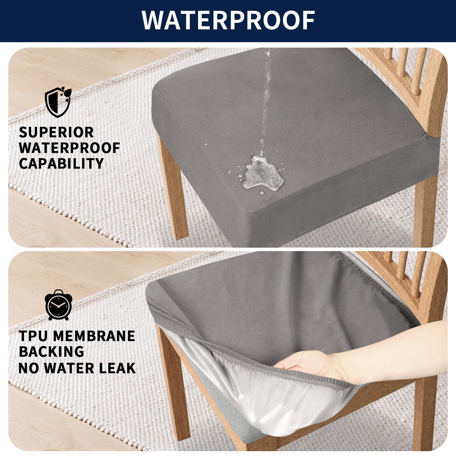 Easy-Going Chair Seat Covers Set of 2,4,6,8, Waterproof Stretch Chair Seat Slipcovers Protector, Removable and Washable Kitchen Covers, Cushion Cover, Kitchen Hacks, Dining Room