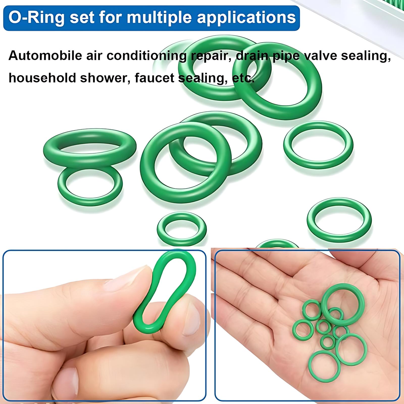 270 Pieces Green AC O-Ring Kit 18-Sizes O Ring Assortment Set, Rubber Air Conditioning O Rings Seal Gasket Washer for Plumbing/Automotive/Machinery, HVAC Repair Tools, Automotive AC Seal Kit, Universal O Ring Set
