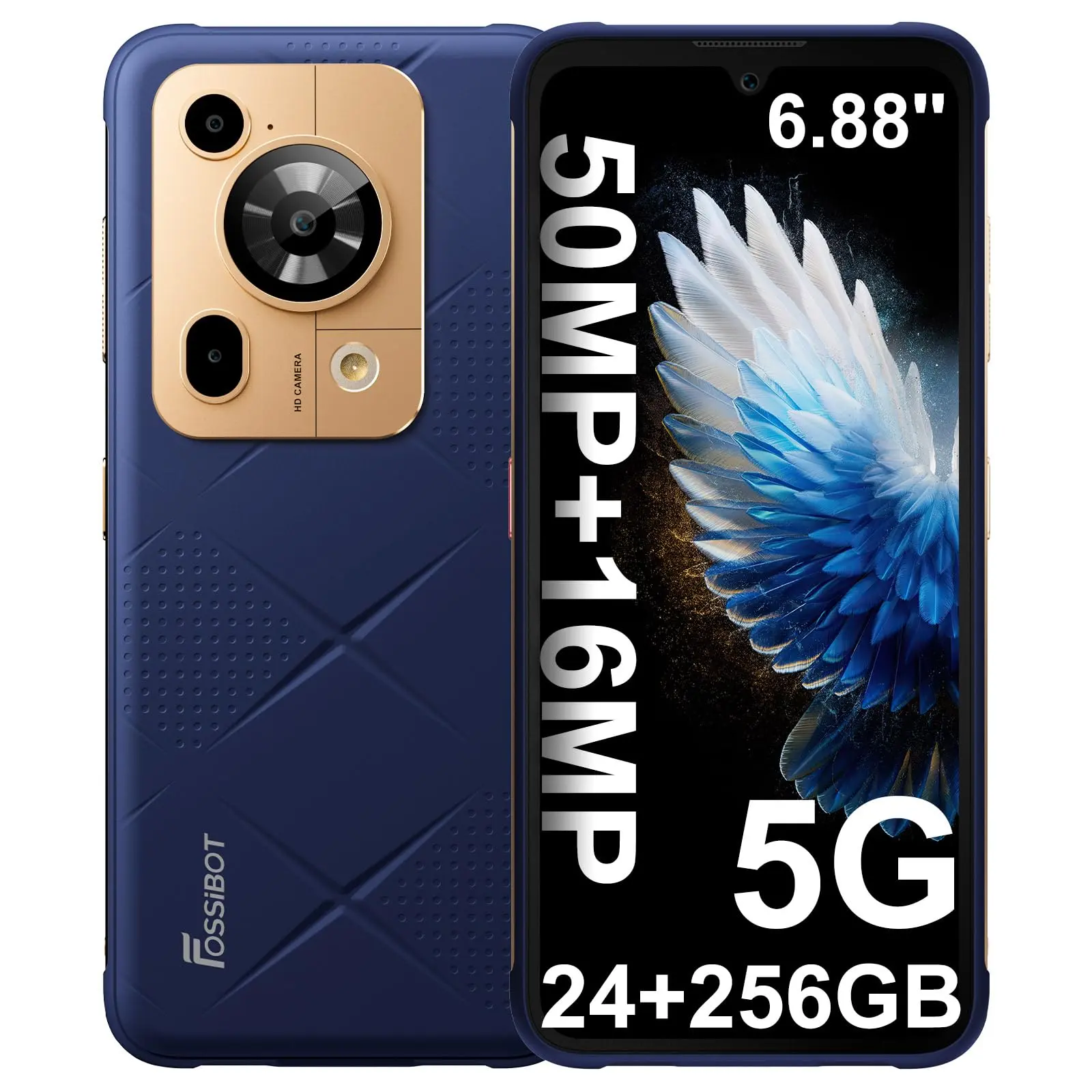 FOSSiBOT F112 Pro Rugged Cellphone, 24GB+256GB 5G Mobile Phone, 6.88-inch 120Hz HD Touch Screen Display, 7150mAh Battery, 50MP Camera, Dimensity 6300 6nm Chip, HD Display Mobile Phones, Hd Touch Screen Mobile Phones