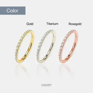 20G/18G/16G ASTM F136 Titanium Micro Gem Hinged Ring for Nose and Ear Piercings, non tarnish jewelry, women earrings