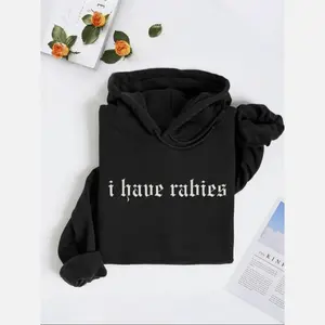 I Have Rabies Funny Gothic Oversized Hoodie For Women - Soft Graphic Sweatshirt Edgy Dark Aesthetic Hoodied Soft & Stylish Hoodies