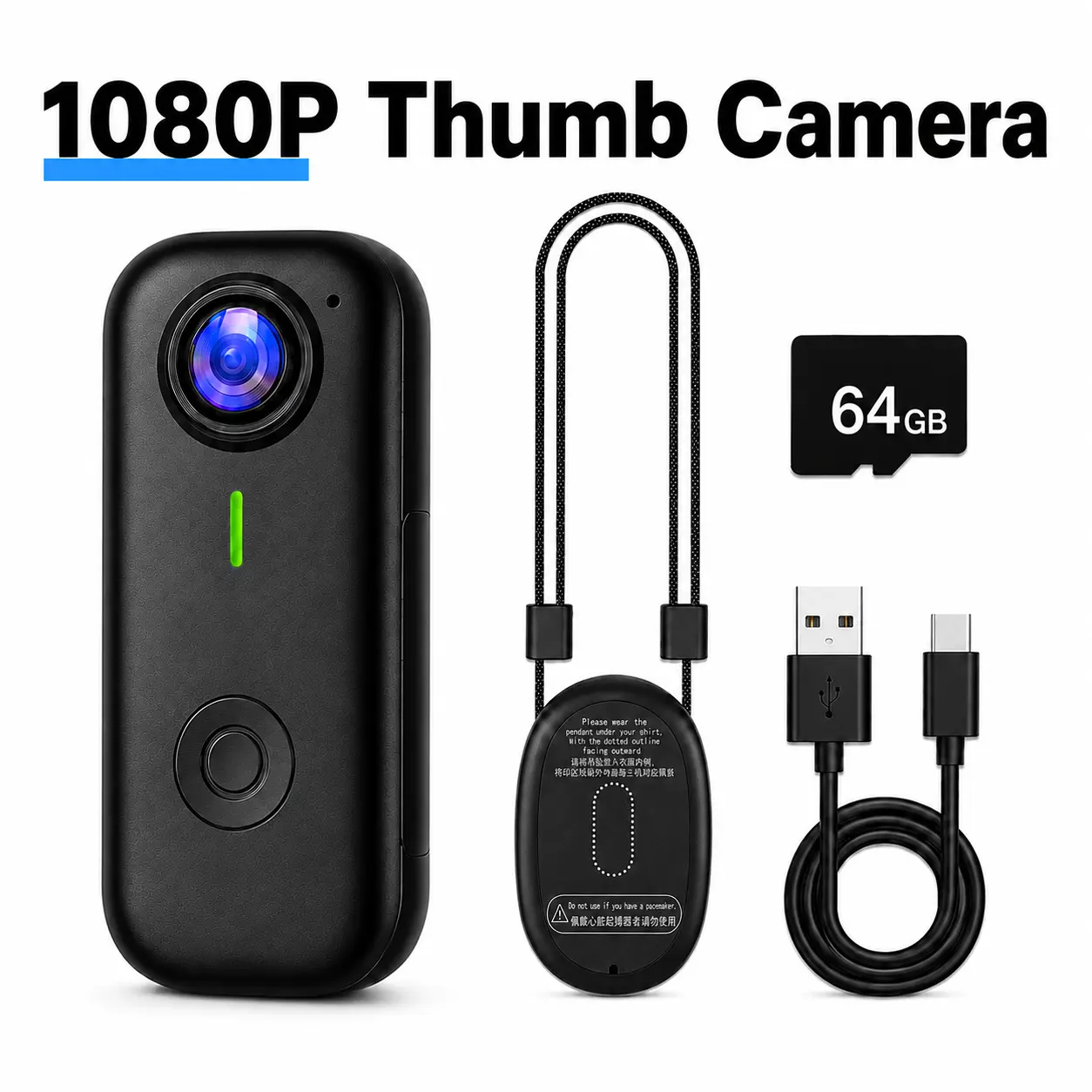 Plinader 1080P Compact Thumb Size Mini Body Camera with WiFi App, Metal Mount, 120° Wide Angle, Simple 1-Button Operation, Magnetic Wearable POV Car Camera for Hands-Free Recording, Travel Vlog