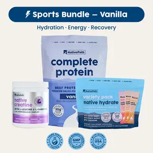 NativePath Ultimate Workout Bundle: Grass-Fed Protein Vanilla + Hydration + Creatine for Muscle Growth & Recovery