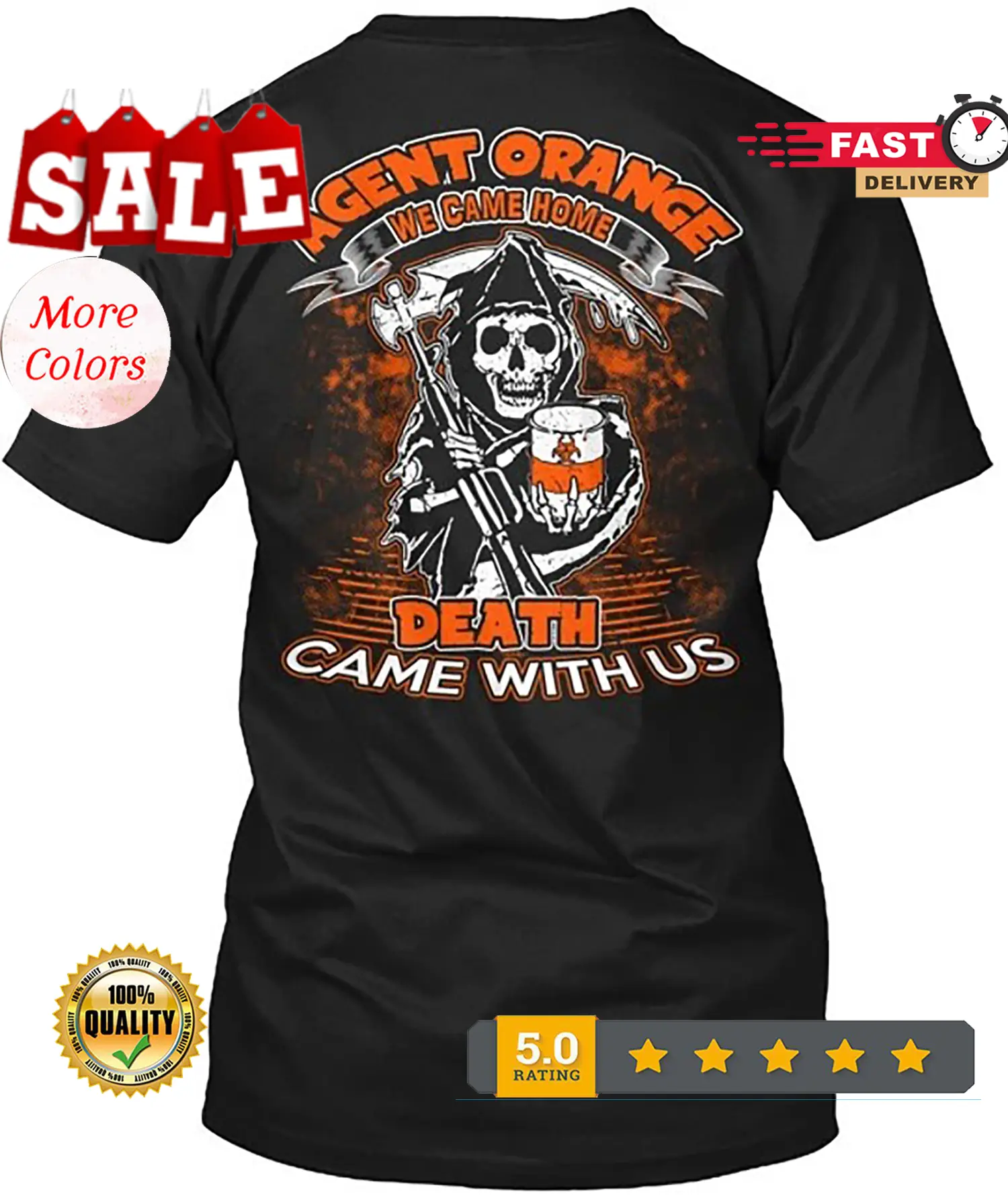 Vietnam Veteran Agent Orange T-Shirt Made in the USA Size S to 5XL