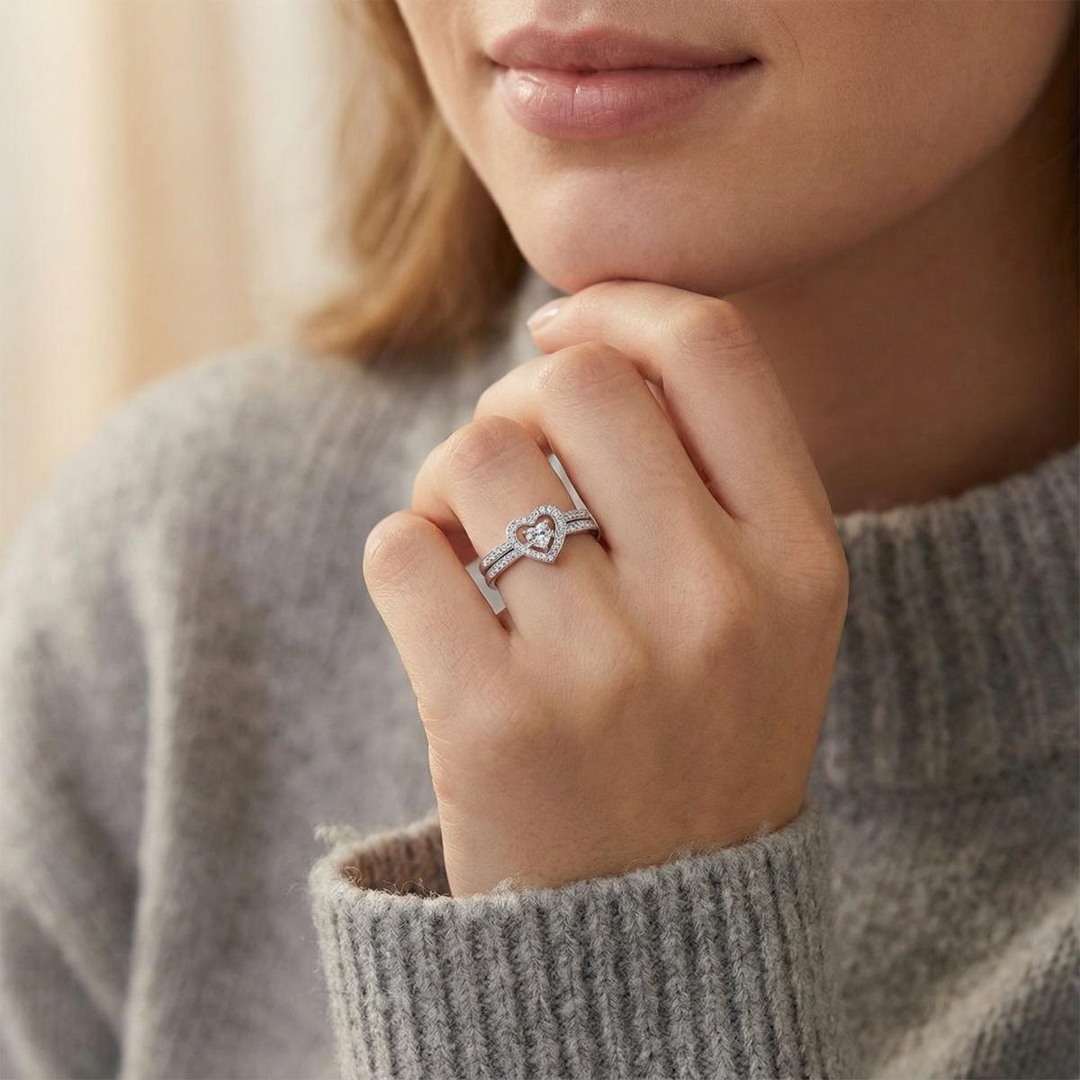 Delzzad Halo Heart Cut Ring Set Heart Pair Stacking Ring Band D Color VVS Synthetic Moissanite Ring Jewelry Silver-plated Band Wedding Band Engagement Ring Set Promise Ring Women's Ring for Engagement, Wedding Anniversary & Valentine's Day Gifts Delzzad Halo Heart Cut Ring Set Heart Pair Stacking Ring Band D Color VVS Synthetic Moissanite Ring Jewelry Silver-plated Band Wedding Band Engagement Ring Set Promise Ring Women's Ring for Engagement, Wedding Anniversary & Valentine's Day Gifts