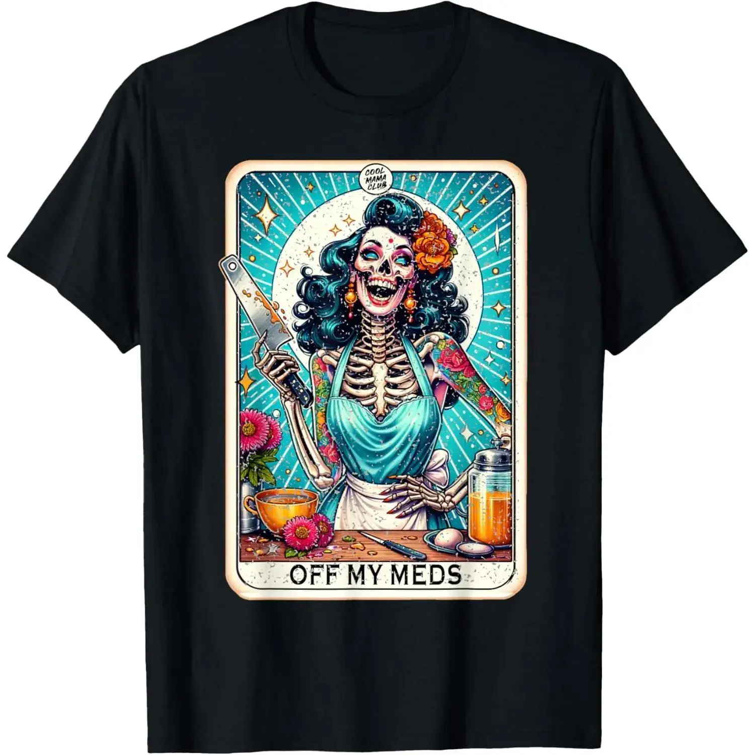 Lady's Casual Short-Sleeve Round Neck Unhinged Tarot Card Funny Graphic Top, Women's T-Shirt Designed in USA