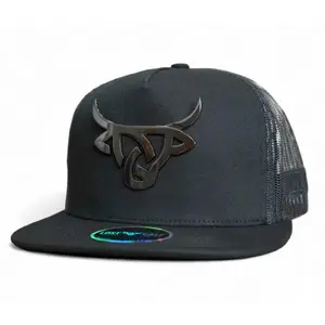 Lost Calf Unisex Blackout Iron Flat Black Mesh Back Snapback Patch Cap Hat