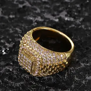 Zircon square ring, hip-hop style, street fashion men's ring, unique and trendy ring suitable for parties and as a gift.