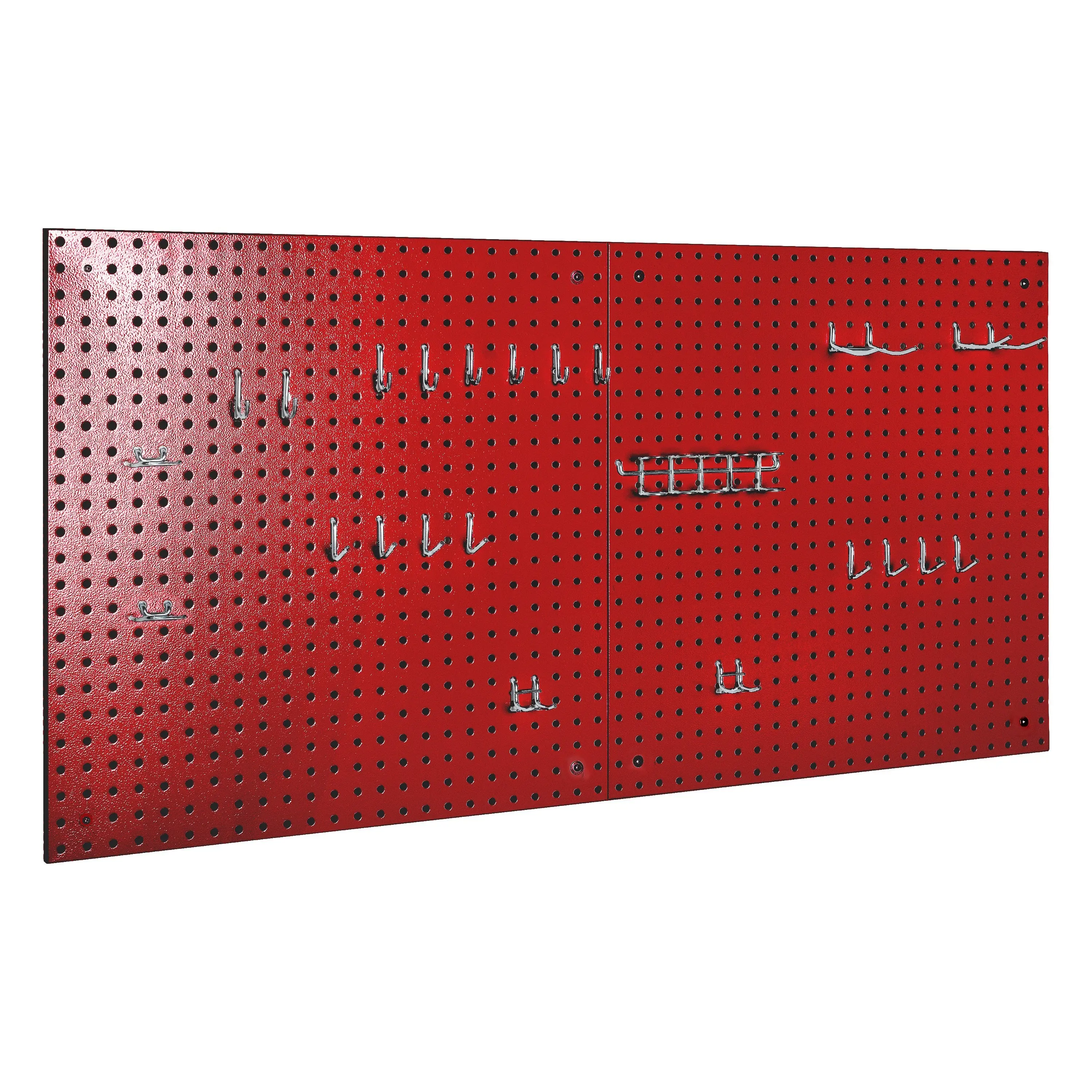 SEVILLE CLASSICS Red Steel UltraHD® Pegboard Organiser Set - 2-Piece Pegboard Racks, 23-Piece Hook Assortment, 1 Multi-Tool Holder