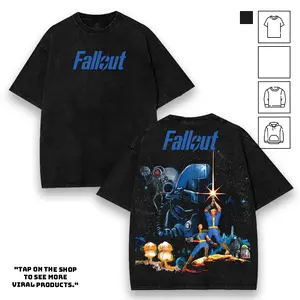 Fallout Vintage Washed T-Shirt, Sweatshirt Unisex, Washed Hoodies 100% Premium Cotton Pre-Washed Fabric Top Streetwear Graphic Tees American Made Soft Durable S-5XL