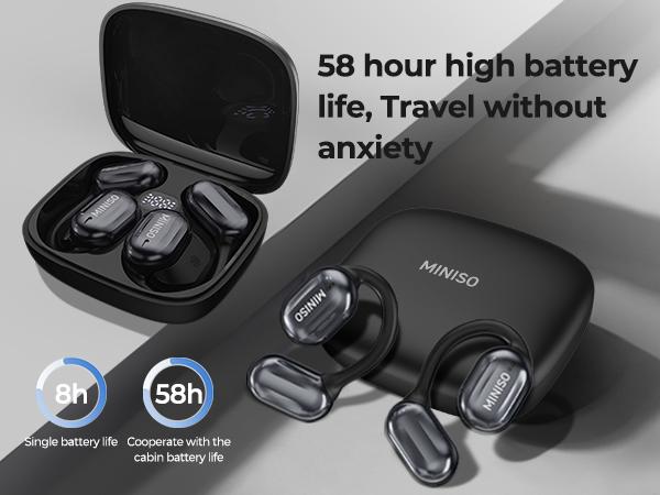 MINISO OWS Open Bluetooth Earphones HIFI Sound Quality Music Wireless Earphones Gaming Low Latency Wireless Earphones IPX5 Waterproof OWS Earphones Comfortable to Wear Earbuds Touch Control Compatible with All Mobile Phones