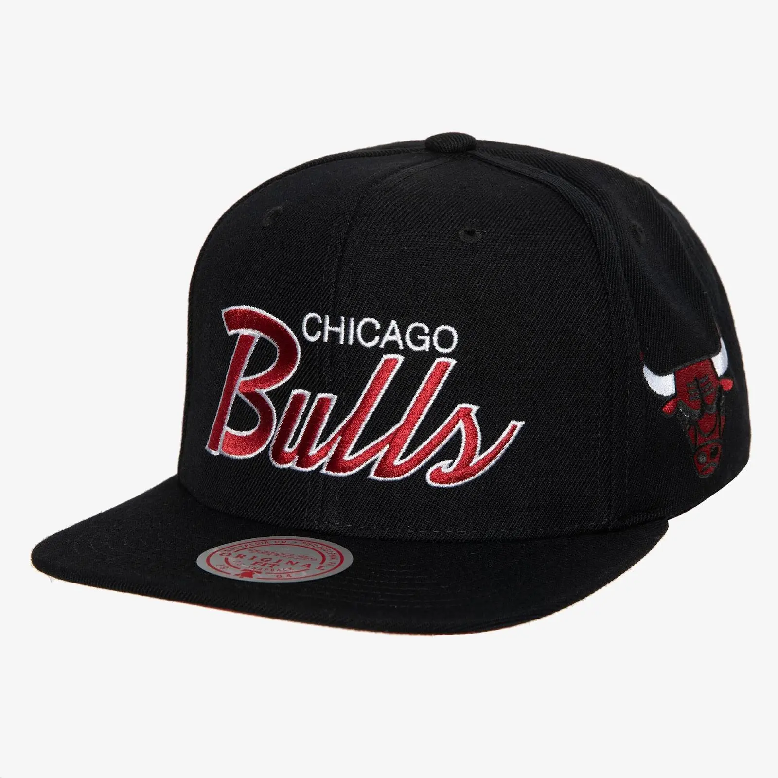 Mitchell & Ness Black Chicago Bulls Team Script 2.0 Casual Cotton Graphic Snapback Hat, Regular Fit, Machine Washable