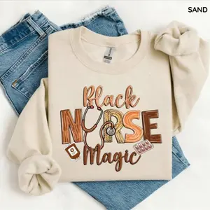 Nurse Black History Sweatshirt, Black Nurse Magic Sweatshirt, Afro American Nurse Stethoscope, Juneteenth Black History Month, Nurse Gift Sweatshirt